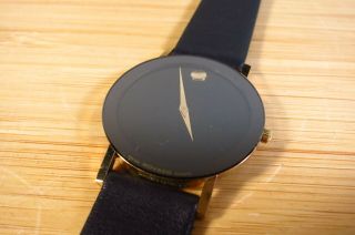 Movado Museum Clasic Black Leather Ultra Slim 3.  5mm Mens Watch 87 - 40 - 882
