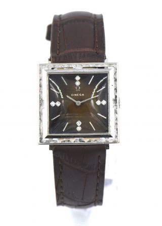 Omega Cal 620 Automatic Wristwatch Diamond Brown Sunburst Dial 14k Gold D6650