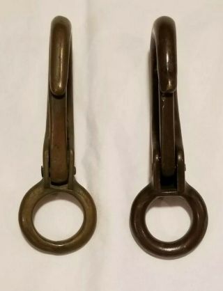 2 Vintage Brass Bronze 3 Clasp Clip Hook Nautical Flag (1 is marked Italy) 3