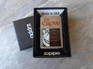 Vtg Very Rare 1997 Zippo Lighter Movie " The Crow " Pain Fear Irony Despair Death