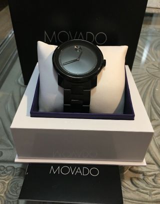 $795 Movado Mens Trend Black Ion - Plated Stainless Steel Swiss Watch 3600467