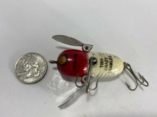 Vintage,  Heddon,  2 - 5/8th ",  Red / White,  X - Ray Crazy Crawler Old Hardware Bass