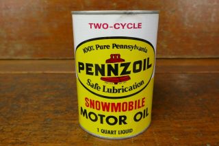 Vintage 1960’s/1970’s Pennzoil Two Cycle Snowmobile Motor Oil 1 Quart Oil Can
