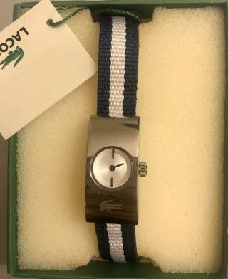 Womens Lacoste Watch Blue And White Stripes