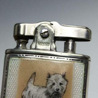 West Highland White Terrier Dog Guilloche Enamel Sterling Silver Ronson Lighter 2