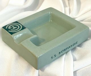 Vtg 1935 Ashtray French Line Ss Normandie France Jean Luce Cgt Wwii Ship Green
