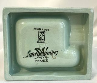 Vtg 1935 Ashtray FRENCH LINE SS NORMANDIE France Jean Luce CGT WWII SHIP Green 2