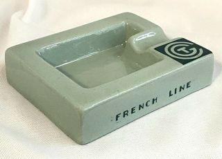 Vtg 1935 Ashtray FRENCH LINE SS NORMANDIE France Jean Luce CGT WWII SHIP Green 3