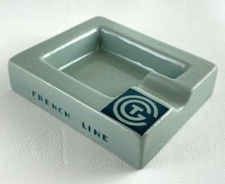 Vtg 1935 Ashtray FRENCH LINE SS NORMANDIE France Jean Luce CGT WWII SHIP Green 6
