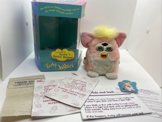 Vtg 1999 Furby Babies Tiger Pink White,  Yellow Hair 70 - 940 Not W/ Box