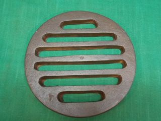 Vintage Slotted Cast Iron Heavy Floor Drain Grate.  7 3/8 " Dia.  1/2 " Thick.