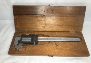 Vintage Brown & Sharpe 571 Vernier Calipers 7” With Wood Box Machinists
