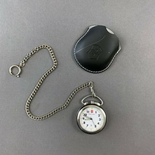 Mens Victorinox Swiss Army Pocket Watch Leather Case Holder 24628