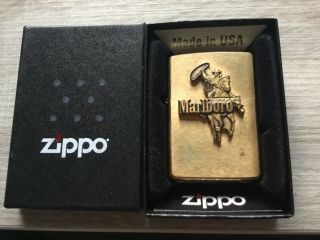 Very Rare Marlboro Zippo Brass Cowboy On Horse 1999