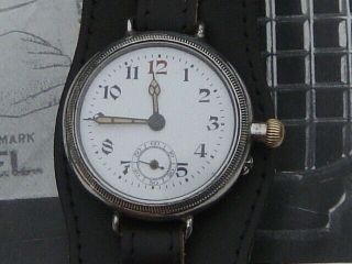 Ww1 1915 Francois Borgel Pin Set Silver Trench Watch Serviced Running Great Vguc