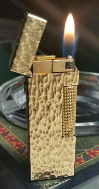 Newly Serviced With Dunhill Gold Plated Bark Rollagas Lighter