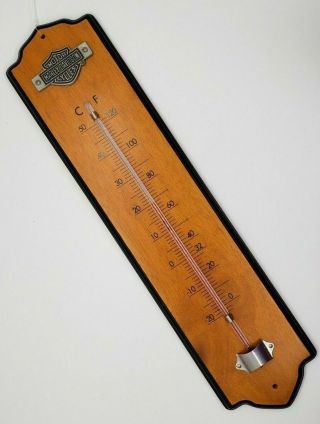 Vintage Harley Davidson Wood Glass Wall Mounted Hanging Thermometer Hallmark