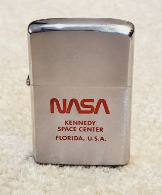 Vintage 1978 Nasa Kennedy Space Center Brushed Chrome Zippo Unstruck
