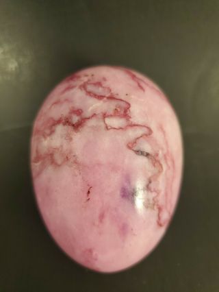 Vintage Alabaster Marble Stone Egg Pink Magenta Paperweight Easter Decor
