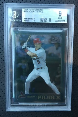 2001 Topps Chrome Albert Pujols 596 Rc Rookie Late Addition Bgs 9