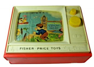 Vintage 1966 Fisher Price Toys Giant Screen Music Box Tv Two Tune Tv 114 Rare
