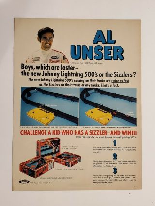 Vintage 1979 Johnny Lightning 500 Tracks Al Unser Ad