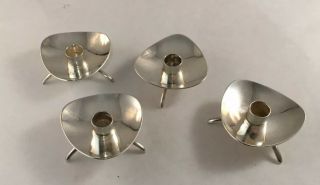 Vintage Set Of 4 Cohr Atla Danish Modern Silver Plated Miniature Candle Holders