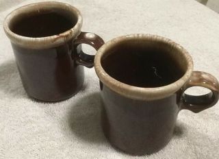 Set Of 2 Vintage Mccoy Brown Drip Glaze Coffee Mugs Model 1412