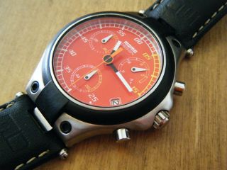 Momo Designs Speed Watch Md - 014 Chronograph Red Dial Black Leather