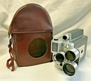 Vtg Kodak Cine Automatic Camera Turret F/1.  9 W/ Case 8mm Electric Eye Control