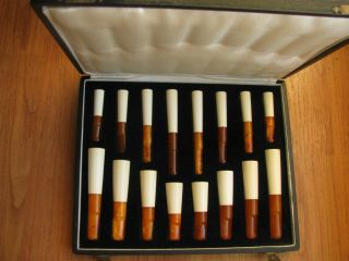 Unsmoked Set 16 Amber&meerschaum Cigarette Holder In Case - Austria