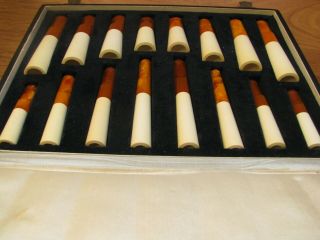 Unsmoked Set 16 Amber&Meerschaum cigarette holder in case - Austria 4