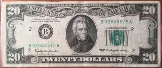 Rare 1963 $20 Twenty Dollar Bill Federal Reserve Bank Note - Vintage Old Money