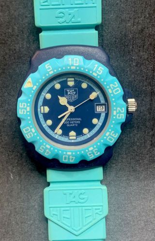 Vintage Tag Heuer Formula 1 Turquoise Blue 200m Quartz Dive Watch 388.  513/1.