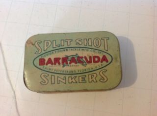 Barracuda Split Shot Sinkers Vintage Tin With Sinkers,  St.  Petersburg,  Florida