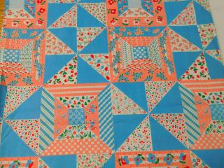 2 Yards 36 " W Vintage Cotton Cheater Quilt Fabric Pink Blue Novelty Cats Ducks