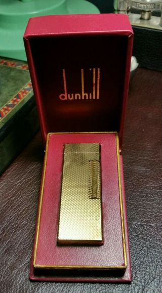 Newly Serviced,  Boxed Dunhill Gold Plated Barley Rollagas Lighter
