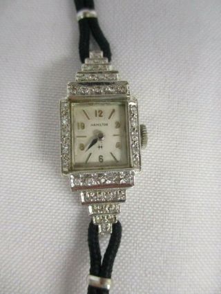 Stunning Vintage Hamilton Ladies 14k White Gold With Diamonds Watch