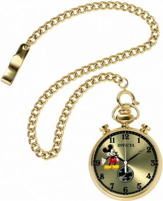 Invicta Disney Gold 50mm Mickey Mouse Pocket Watch Ltd Ed 22746.  Great Gift.