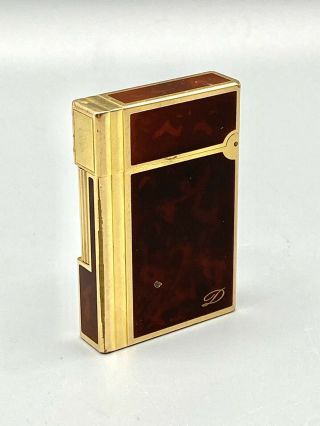 St Dupont Gold Plated And Chinese Marble Lacquered Lighter
