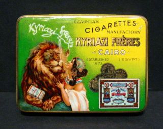 Rare Kyriazi Freres Cigarette 20 Oriental Tobacco Tin 1910s Cairo Egypt