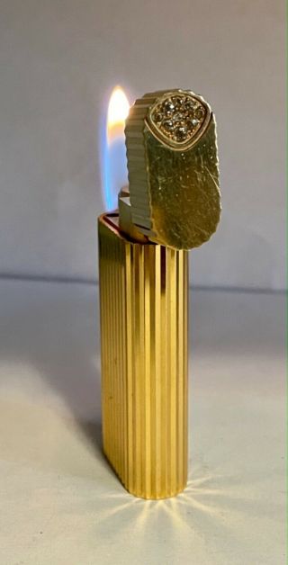 Vintage Lighter Cartier Gold Plated 9 Stones Extremely Very Rare