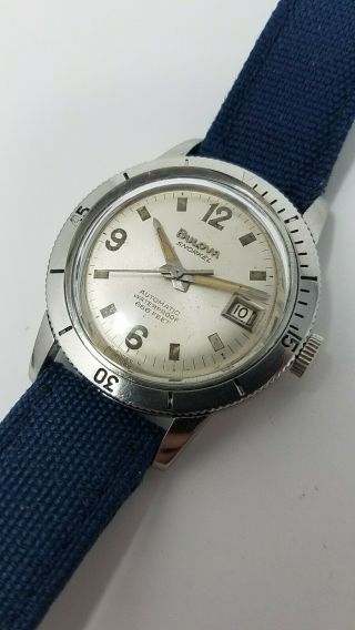 Vintage Bulova Snorkel 666 Devil Diver Automatic Watch White 1960s Keeping Time