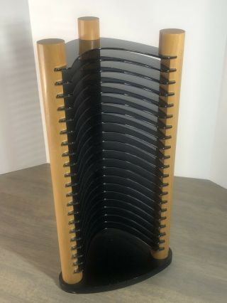 Black Plastic & Wood Cd Dvd Video Game Tower Storage Rack Holder Holds 20 (623)