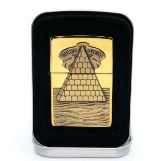 Vintage 1996 Zippo Lighter Hp Brass Surprise Pyramid Carpe Diem