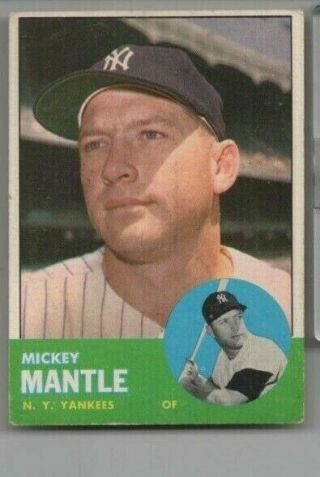 Mickey Mantle 1963 Topps 200 Ex - Exmt.  Card No Creases.  A True Treasure