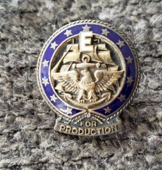 Vintage Sterling Silver Us Navy E For Production Award Pin Jostens Ww2