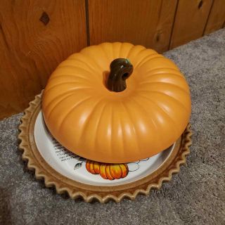 Vintage Pumpkin Pie Keeper With Lid Ceramic Recipe Printed 11/27