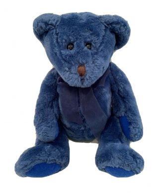 Vintage Dakin Blue Teddy Bear Bow Plush Stuffed Soft Toy 14 " Applause
