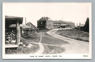 Peak Of Dawn Hotel Perce Quebec Rppc Vintage Gaspe Photo Postcard 1950s